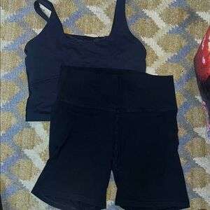 TNA Black Sports Bra and Bike Shorts Set